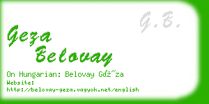 geza belovay business card